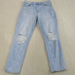 American Eagle Outfitters Jeans Womens 12 Distressed Knees Blue Mom Jean